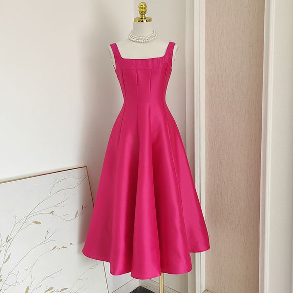 basic casual dresses thick satin spaghetti strap wedding party dress
