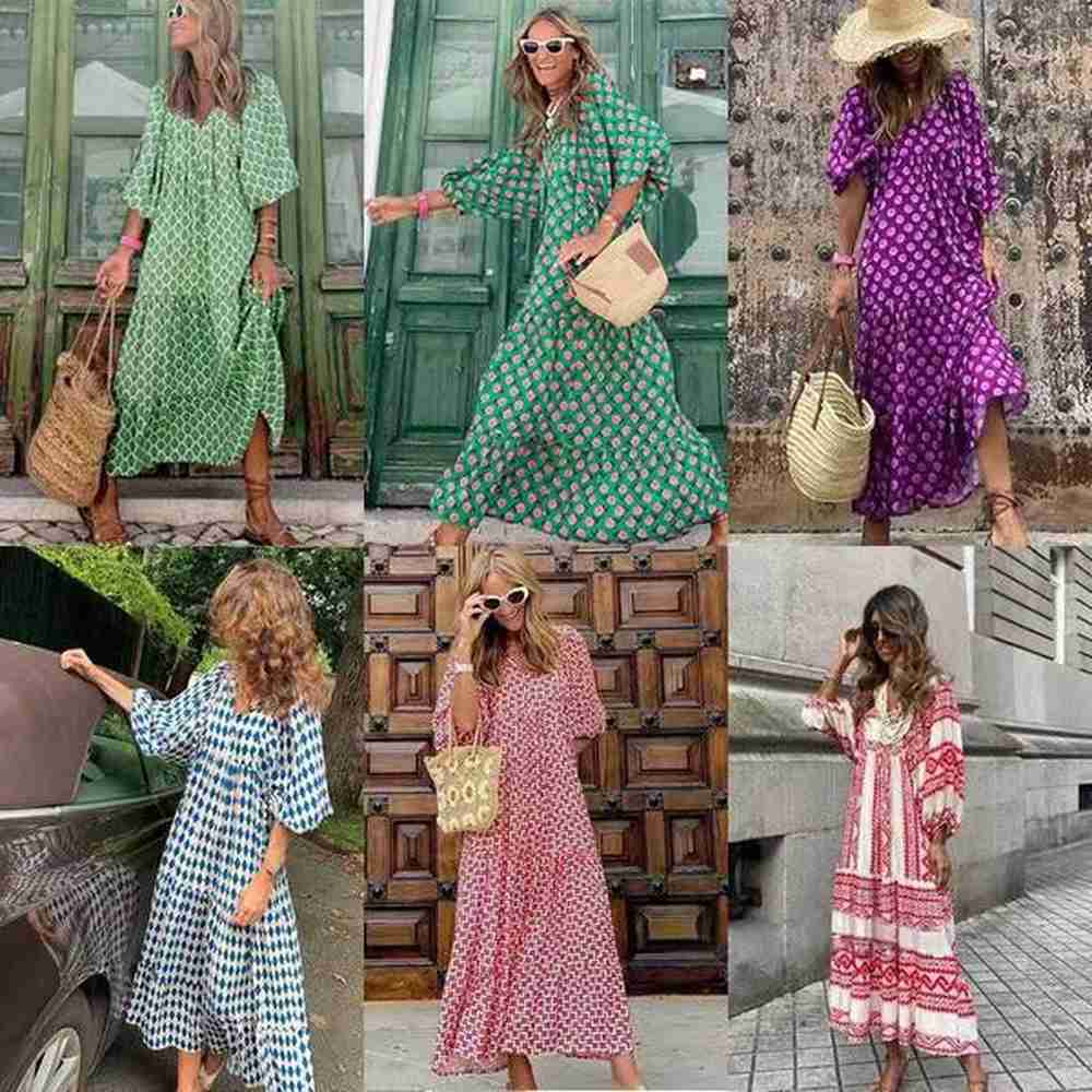 basic casual dresses trade summer new hot selling geometric