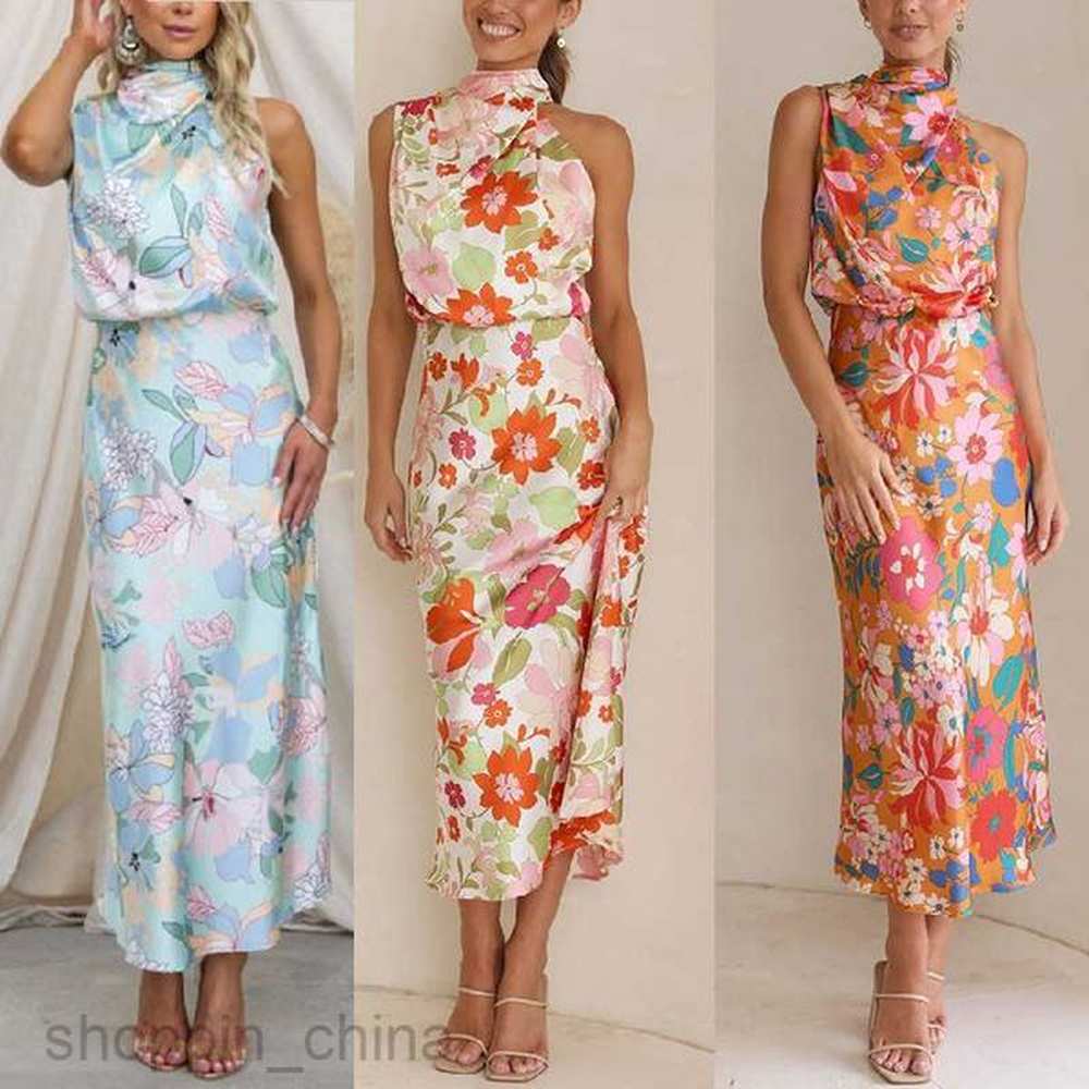 basic casual dresses women mature temperament womens sleeveless strapless printed