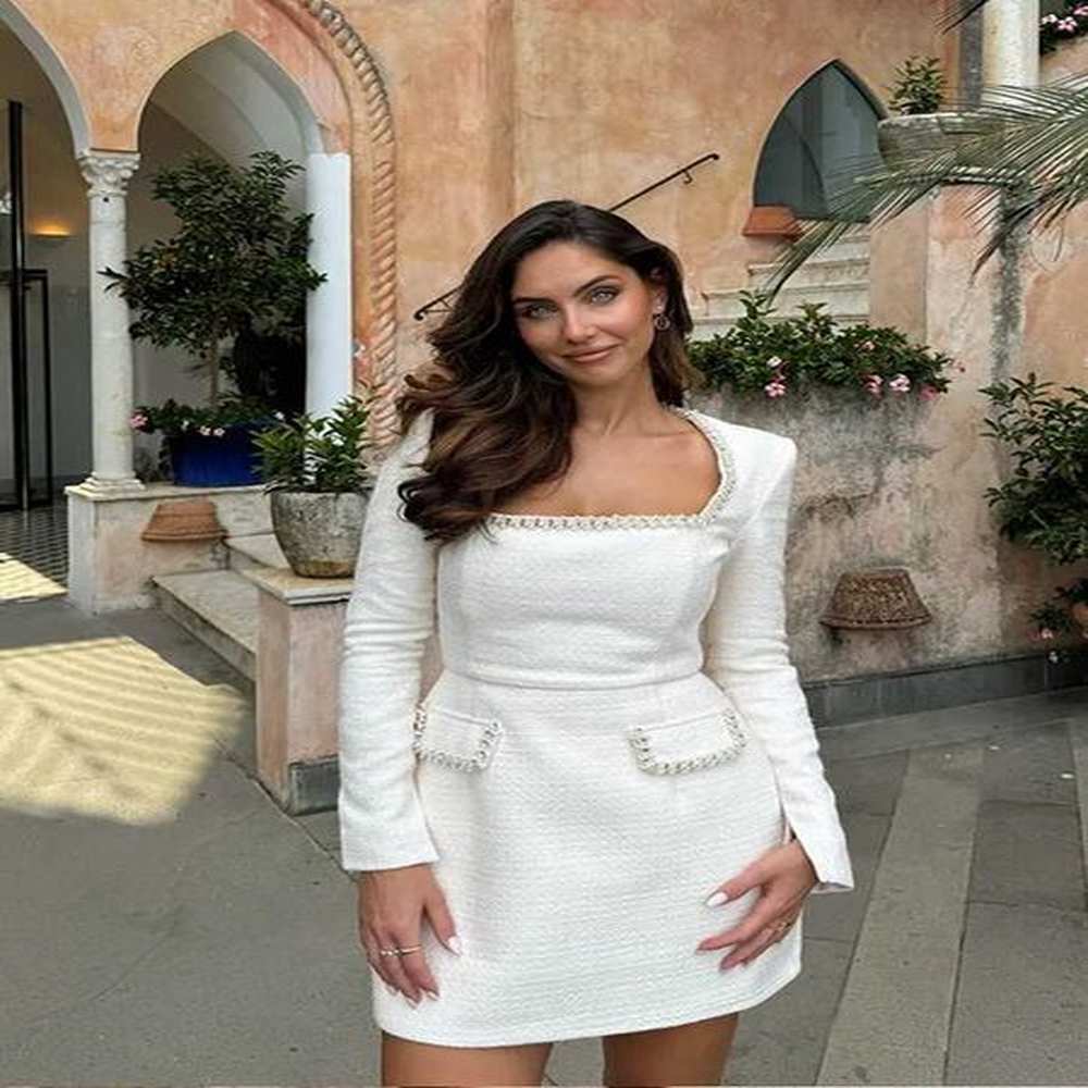 basic casual dresses womens elegant solid square collar mini dress