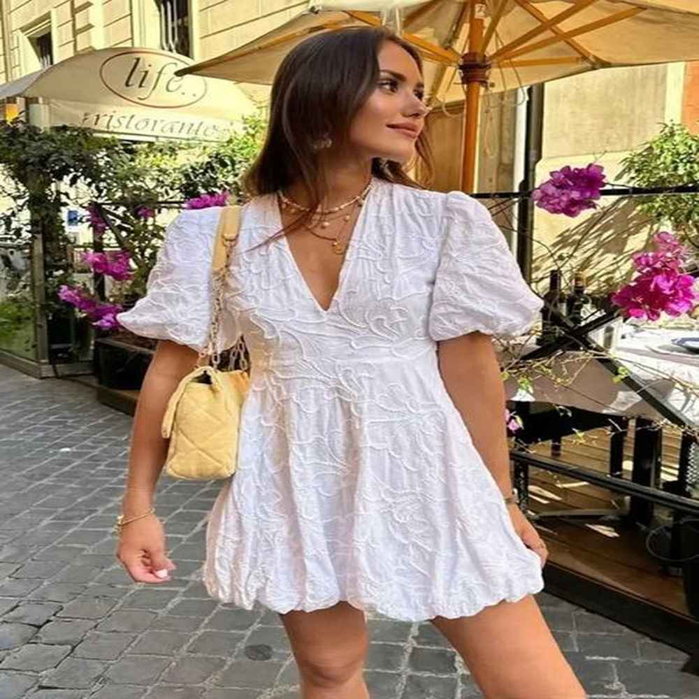 basic casual dresses womens solid embroidered short elegant summer dress