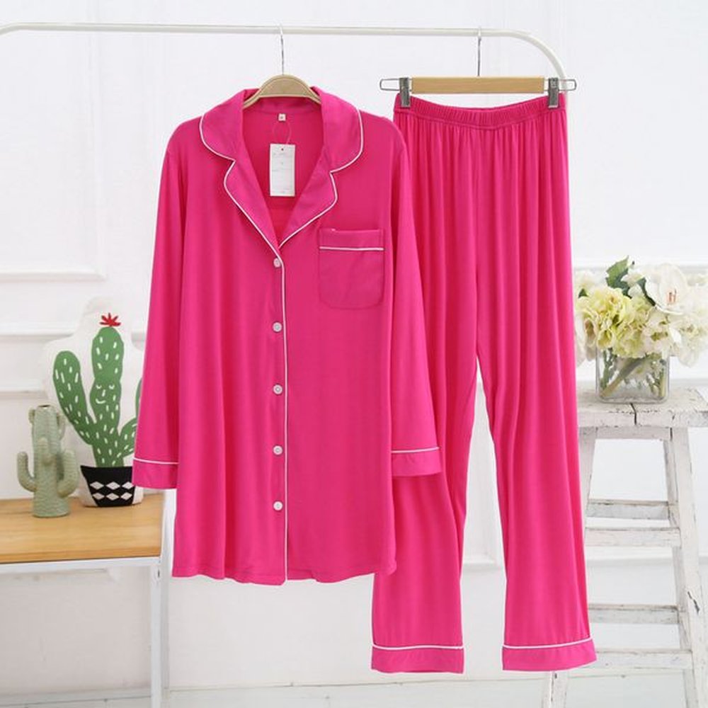 bcontrast color suit loose round neck longsleeved top casual trousers