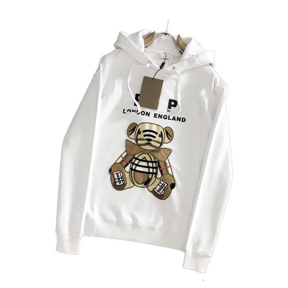 Bear hoodie coat Men's hoodie cartoon letter image women's hoodie fashion black and white couple jacket street sports clothes cott