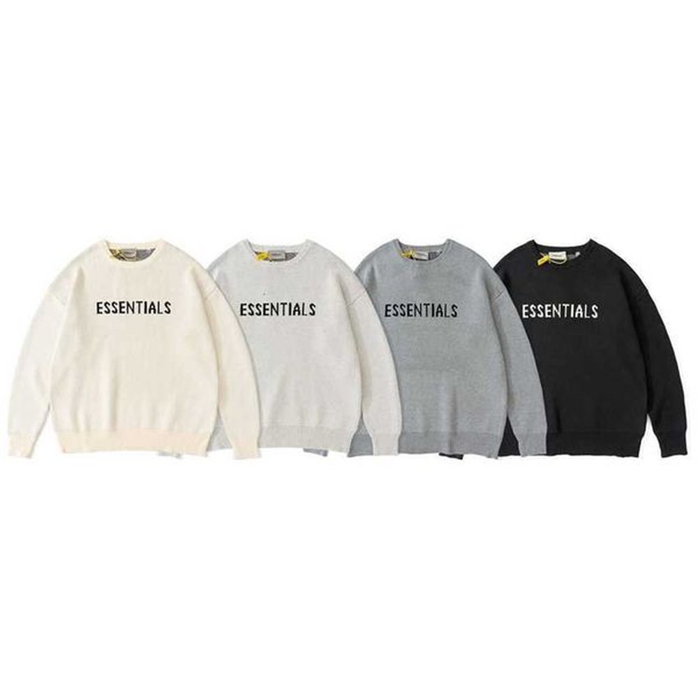 Bear Season Double Thread Essentials Letter Round Neck Sweater High Street Men