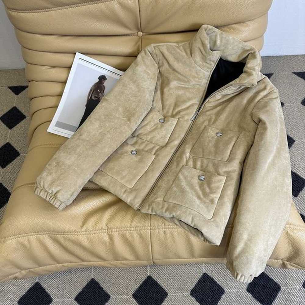 beige small fragrant style long sleeved cotton jacket