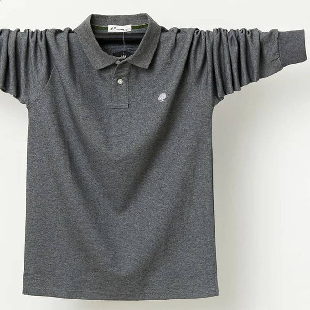 Big Size 7 Colors men Long Sleeve Polo Shirt Autumn Winter Men Fat Fashion Casual Loose Cotton Tops Solid Color 241203