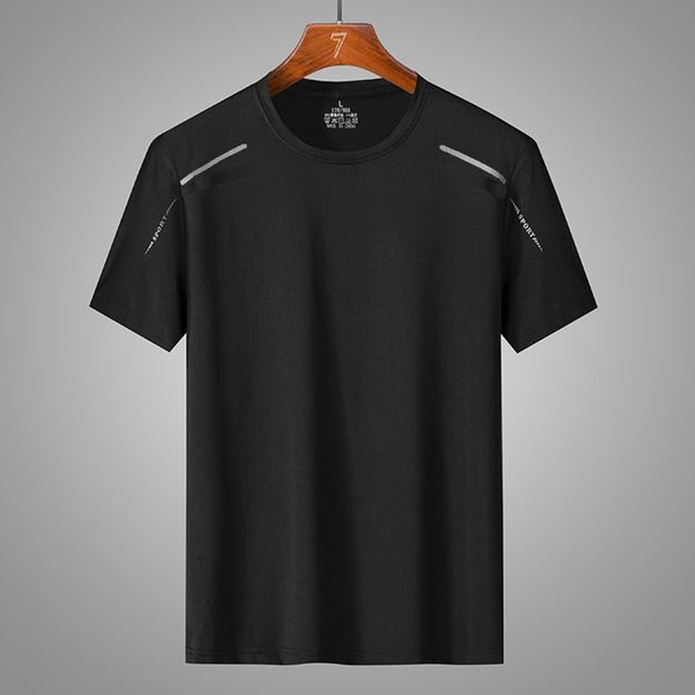 Big size 5XL Summer mens T shirts Tees shirt breathable quick drying solid color sportswear printed round neck men T-shirt ice silk short sl