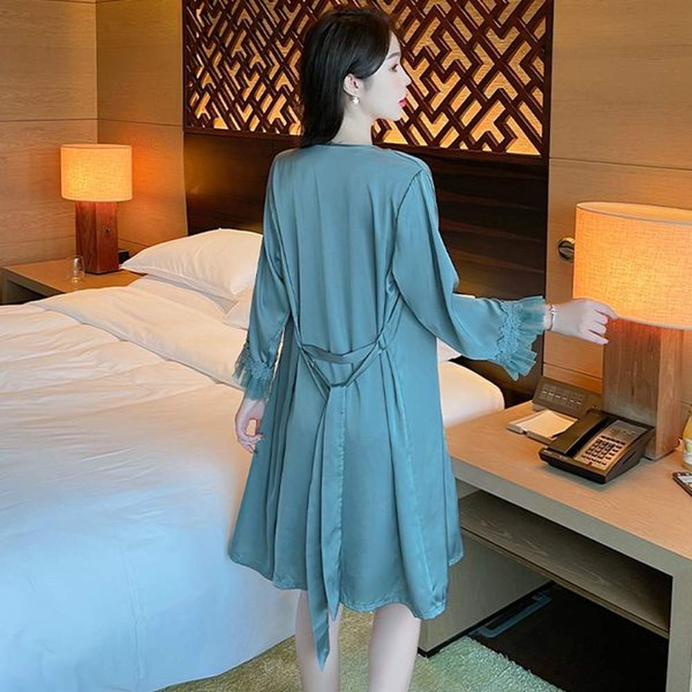 bknitted striped pajamas home dress wholesale ladies short sleeve nightdress