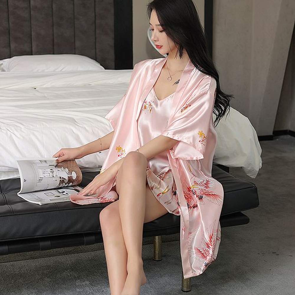 blace french pajamas womens sexy nightdress female ice silk long