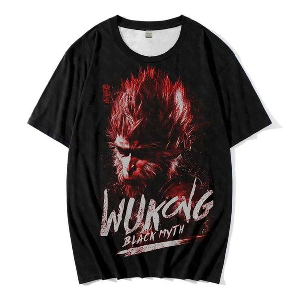 Black Myth China-Chic 3D color printing WU KONG Wukong Qitian Great Sage T-shirt casual and versatile surrounding animation top
