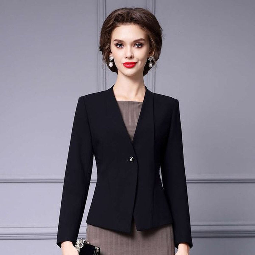 black suit jacket feminine temperament socialite highend sense slim fit