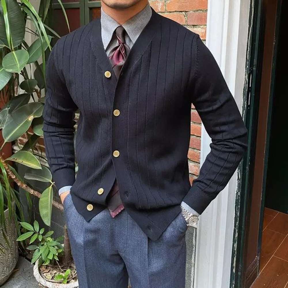 Black V Neck Mens Clothing White Cardigan Business Knit Sweater Male Blue Japanese Harajuku Fashion Old Mode Korean Wool 241218