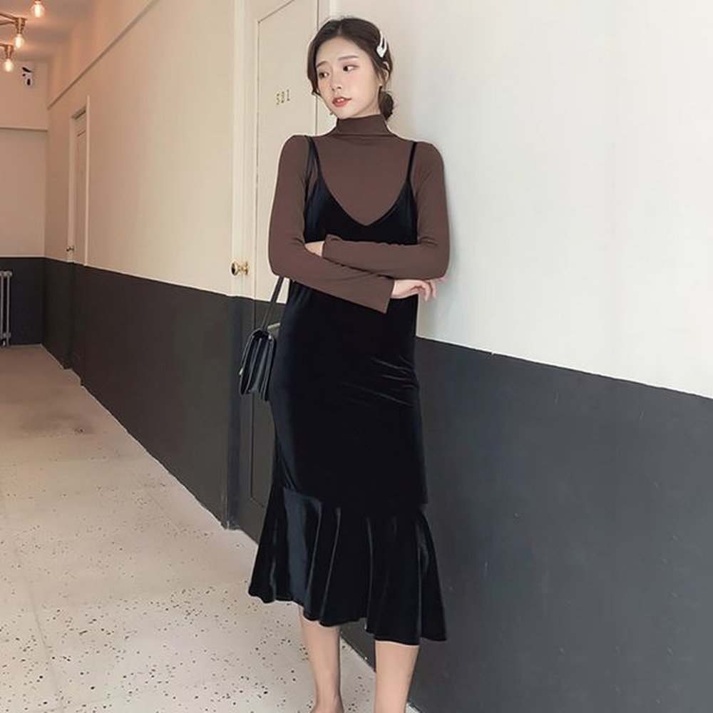 blackday hot sale women simple wild solid color sling fishtail.jpeg
