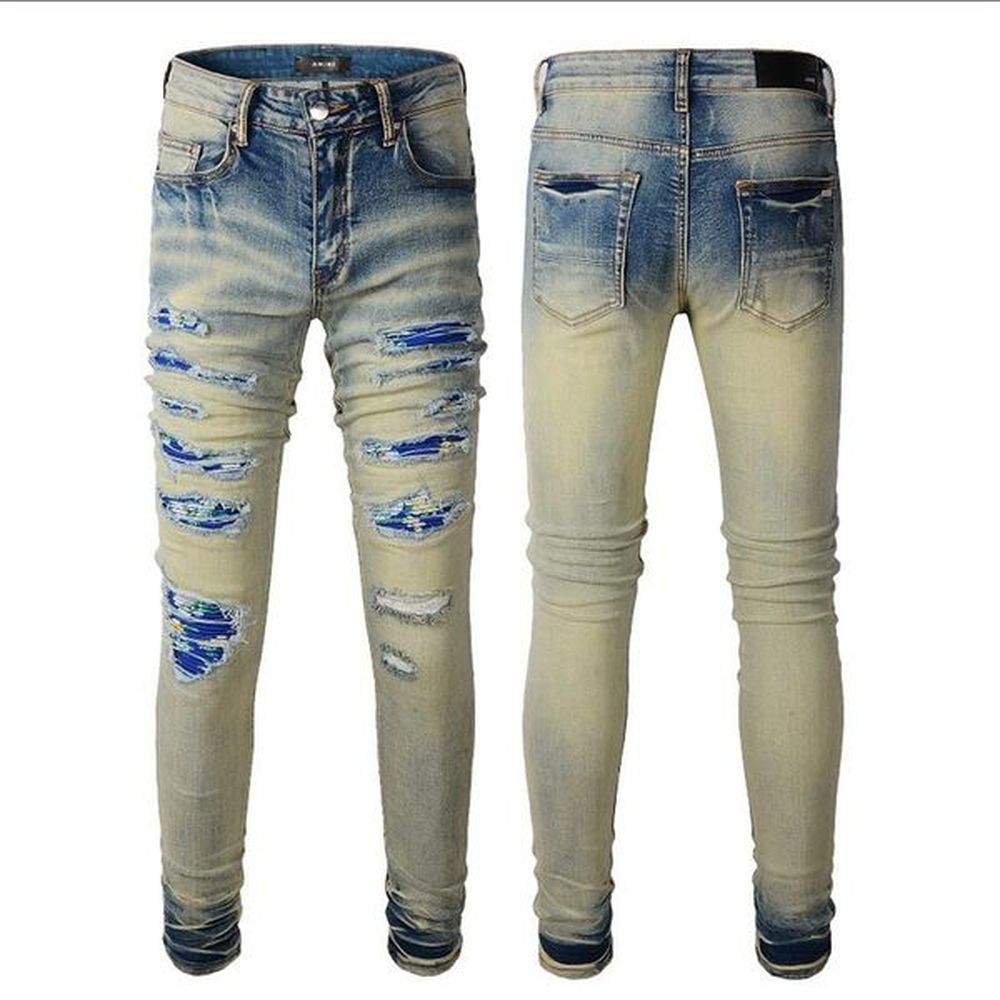 2022 BLM Mens Designer Jeans Distressed Ripped Biker Slim Fit Motorcycle Bikers Denim For Men s Fashion Mans Black Pants pour hommes#601