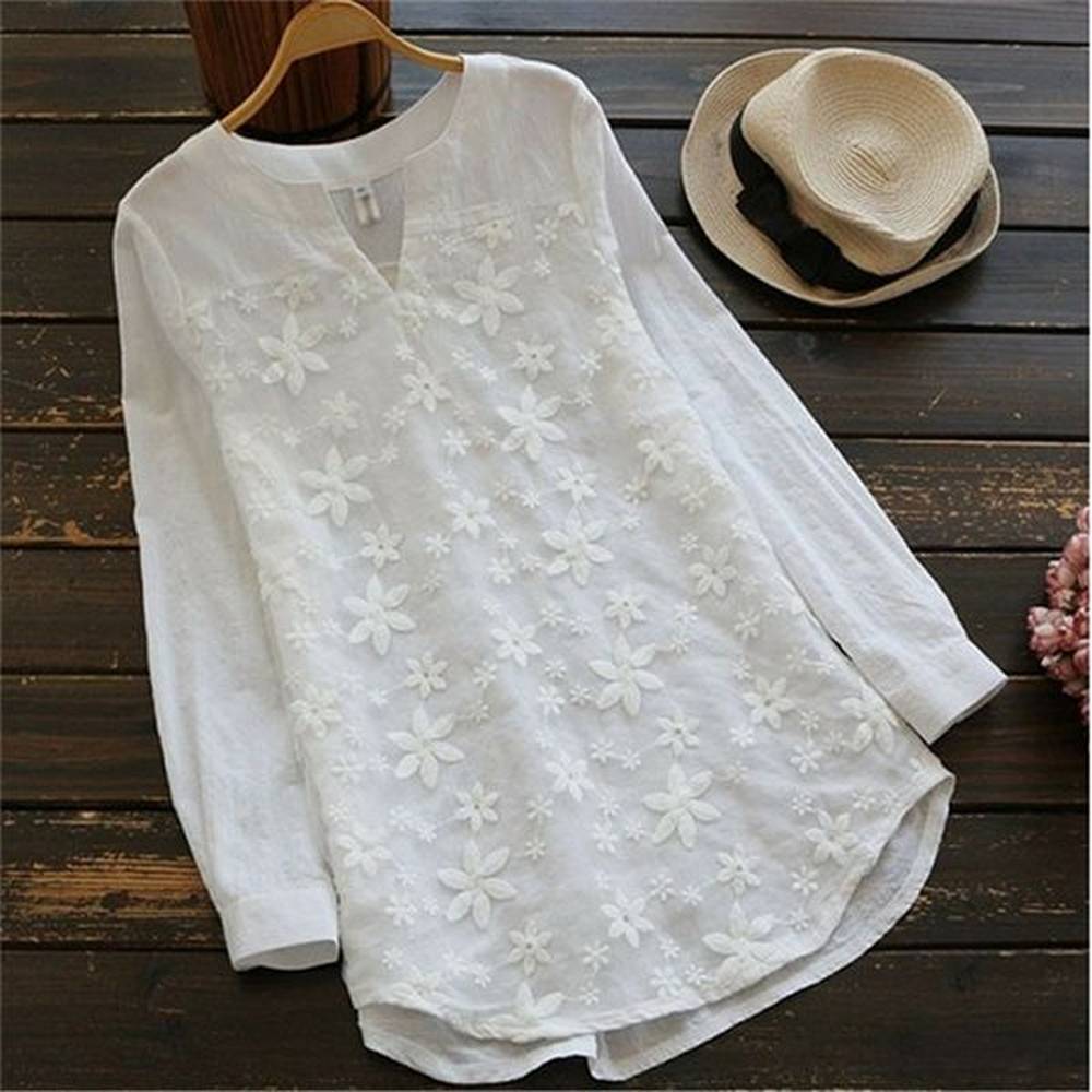 blouse shirts embroidered women cotton shirt oversize cotton shirts ladies