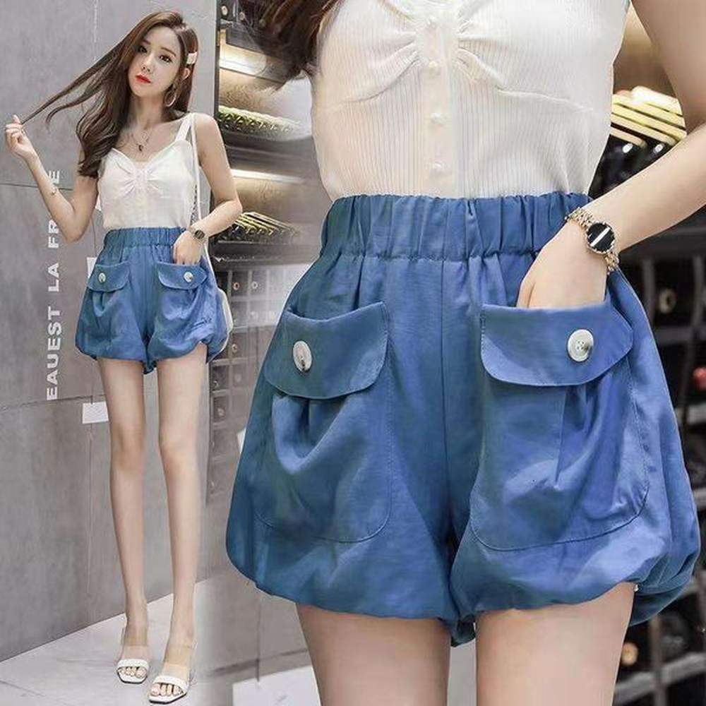 blue womens shorts cute yellow beach kawaii short pants for