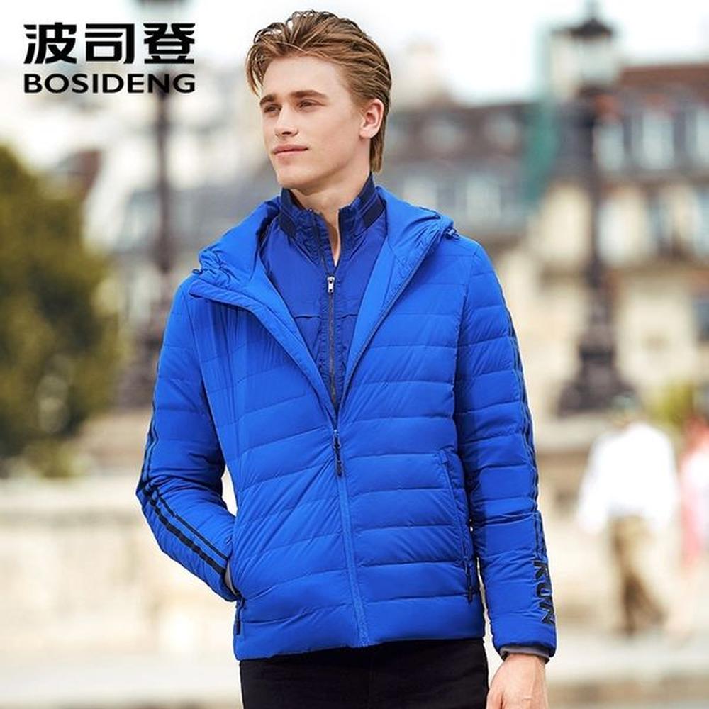 BOSIDENG Men's Down Jacket Lightweight Short Sports Fashion Waterproof Solid Color Hooded Down Outerwear B70132005 201111