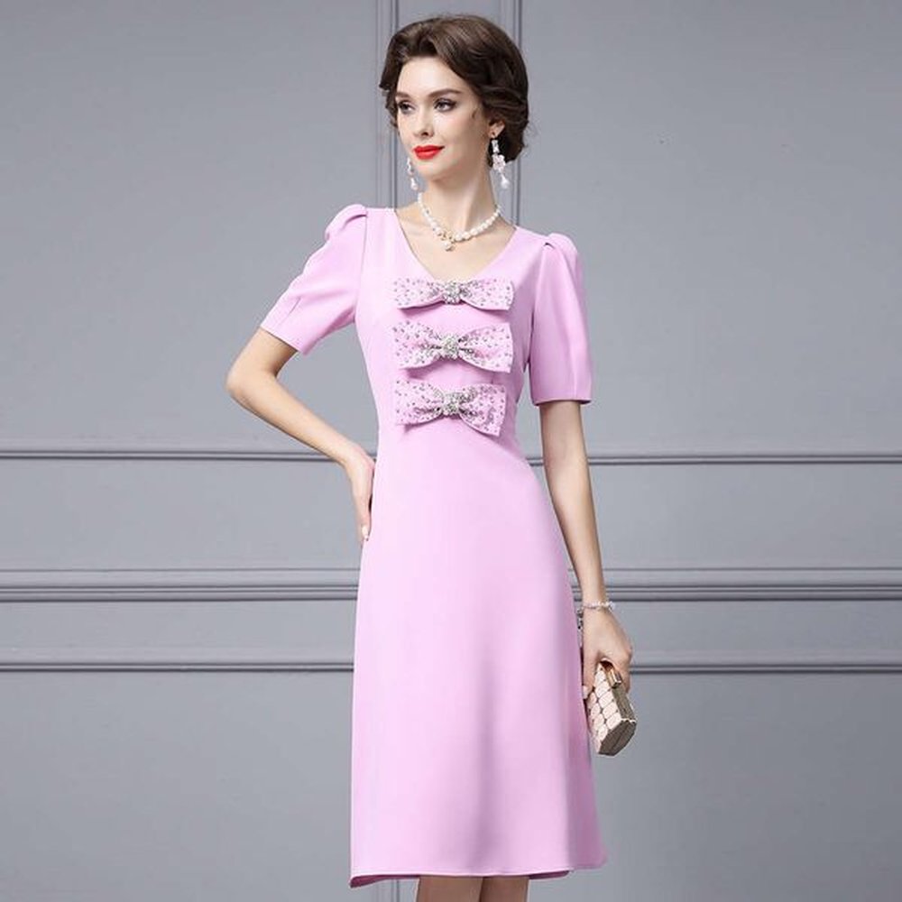 bow hot diamond dress summer new high end brand