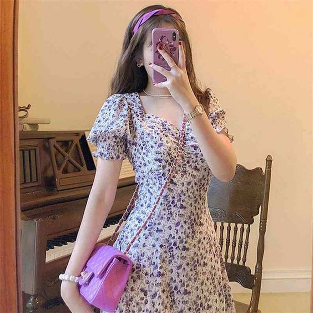 bp midi dress women elegant aline korean vintage purple chiffon