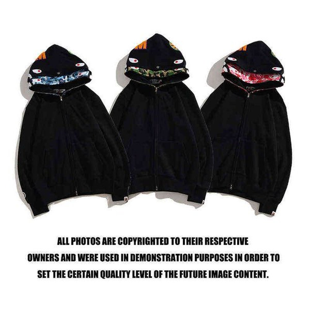 Brand Chao Shark Head Double Hat Camouflage Cardigan Men's and Women's Uniform High Quality Hoodie Coat