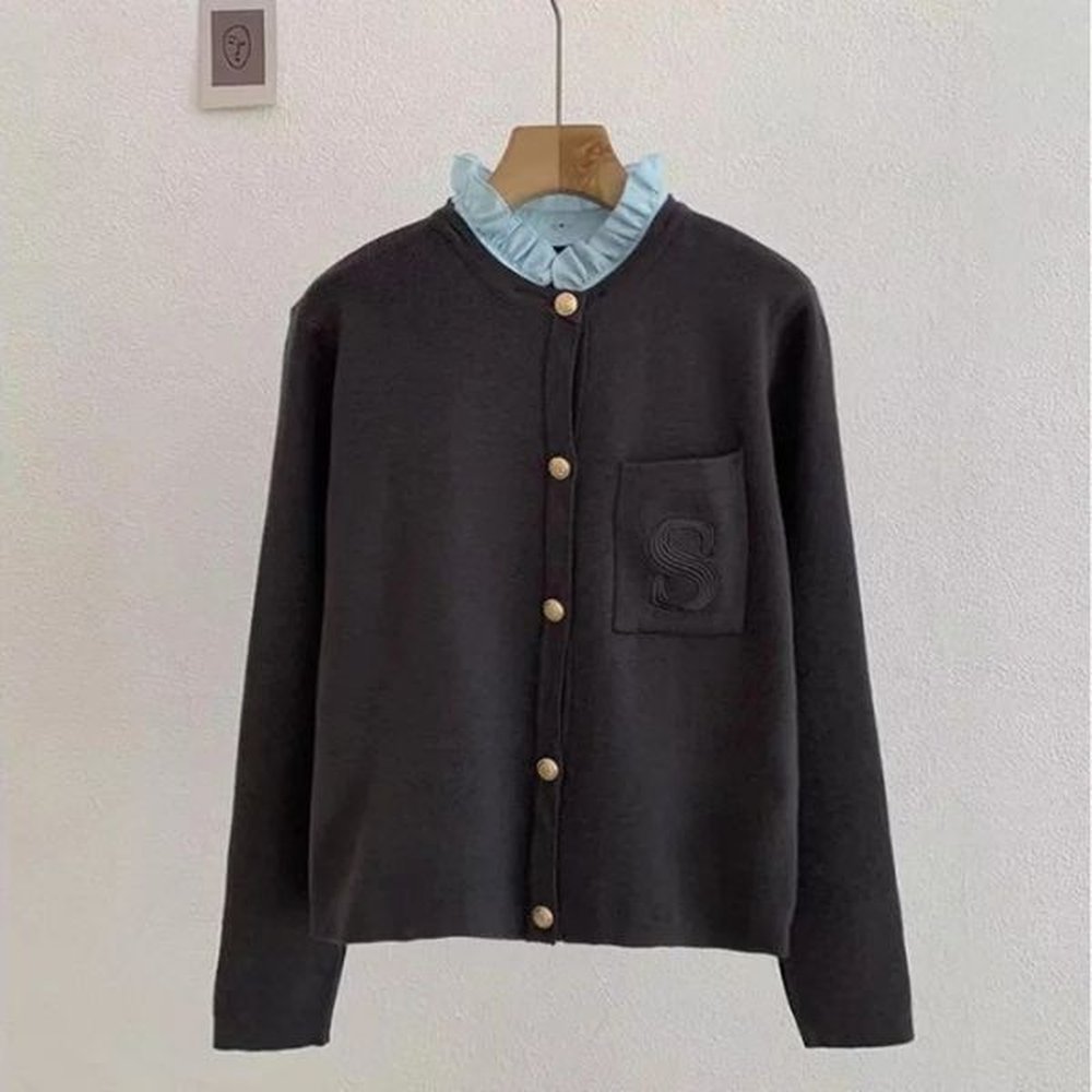 brand france s letter embroidered knitted womens sweater cardigan designer