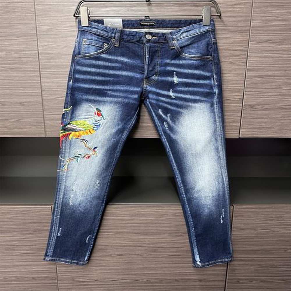 Brand Jeans Men Jeans Mens Luxury Designer Jeans Skinny Ripped Cool Guy Casuals Hole Denim Fashion Fit Jean Man Washed Pant 61291