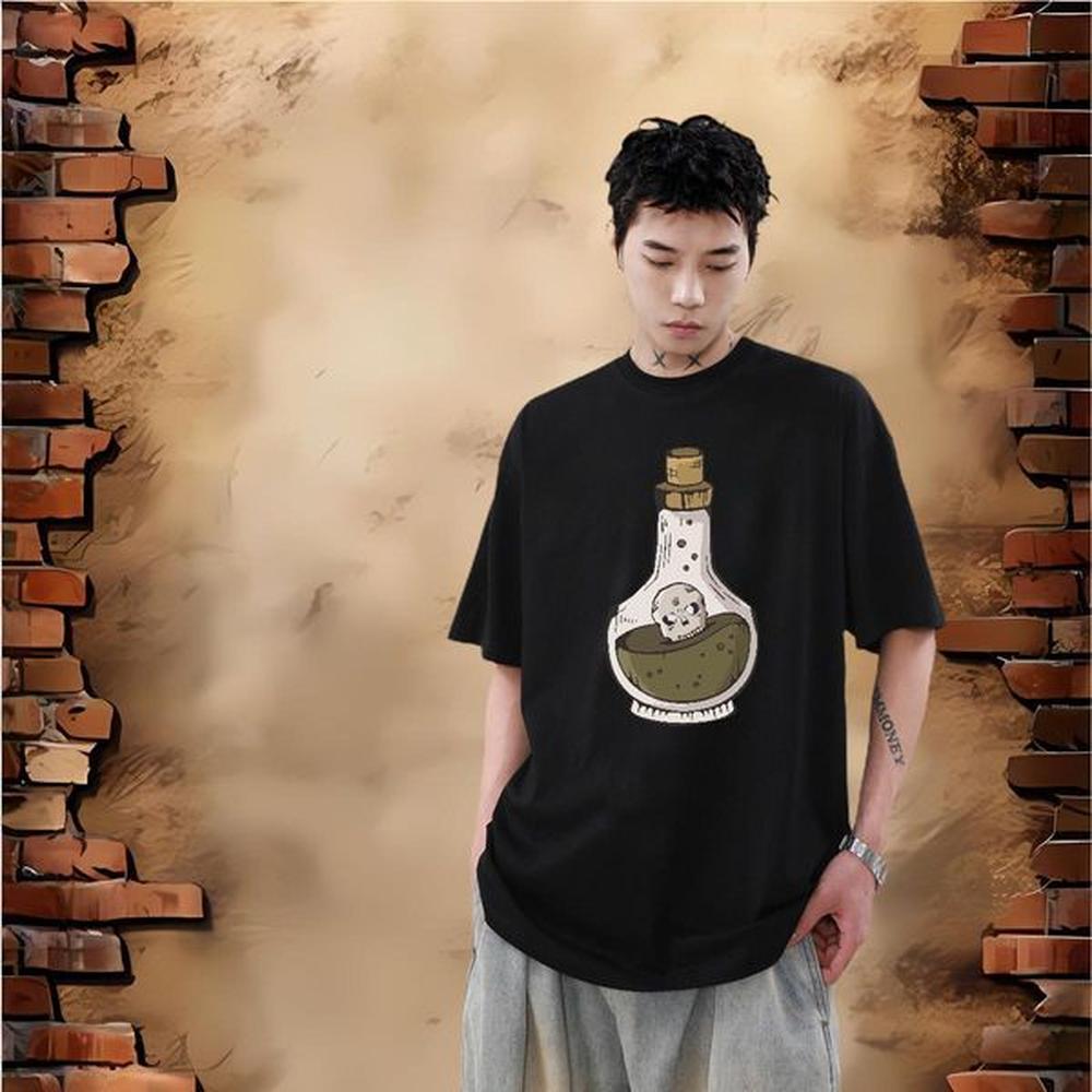 Brand Men T Shirts 230g Cotton skull Sports Casual Tee Shirt Pure Cotton High Quality Tshirts Custom Big Size