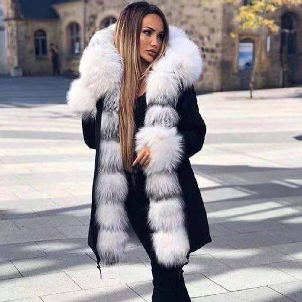 brand new style big wool collar winter women fashion warm