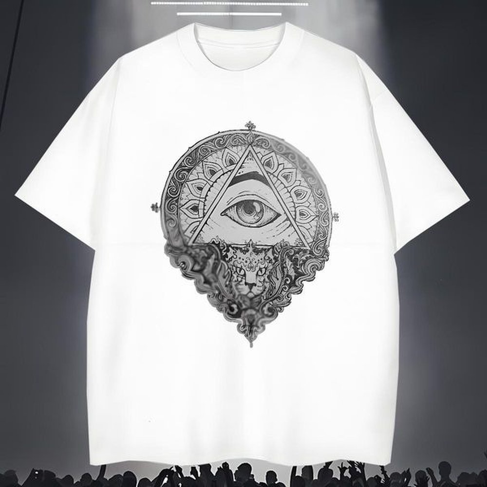 Brand T Shirt For Man 230g Pure Cotton eye of the devil Spring Summer Custom Printing Round Neck Short Sleeve Tshirt for Man Woman 2024 DIY