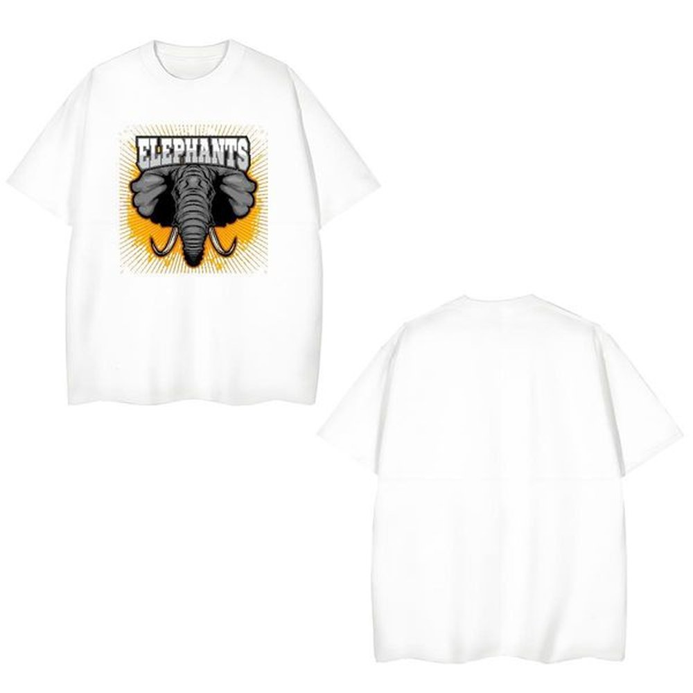 Brand T-Shirts elephant O Neck Short Sleeves Casual Beach Graphic 100% Cotton 230g Men Clothes T-Shirt Classic Tees Shirts