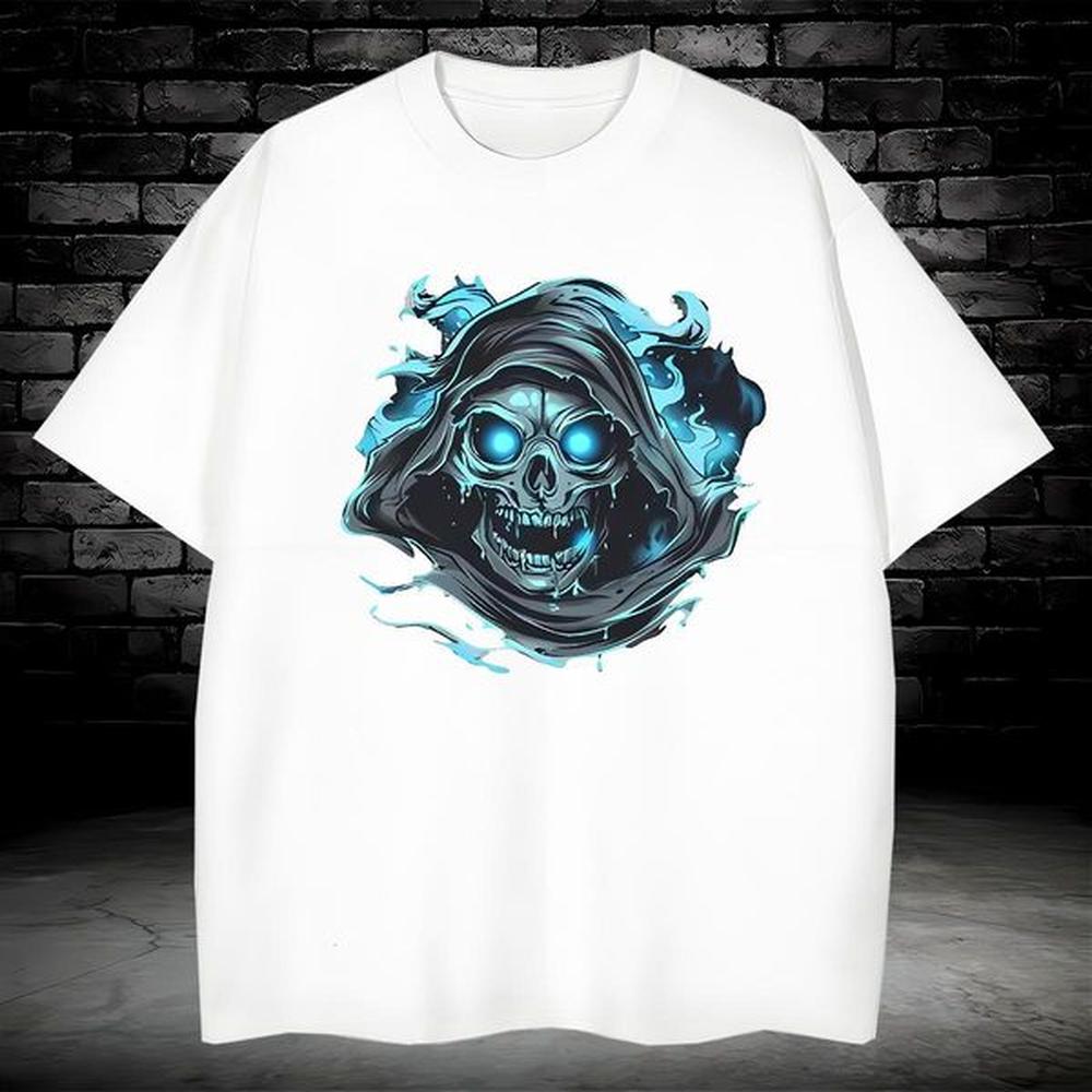 Brand T-Shirts for Men 230g Cotton skull Street Casual Oversized 3XL 4XL Breathable Short Sleeve Men Tees 2024 Wear