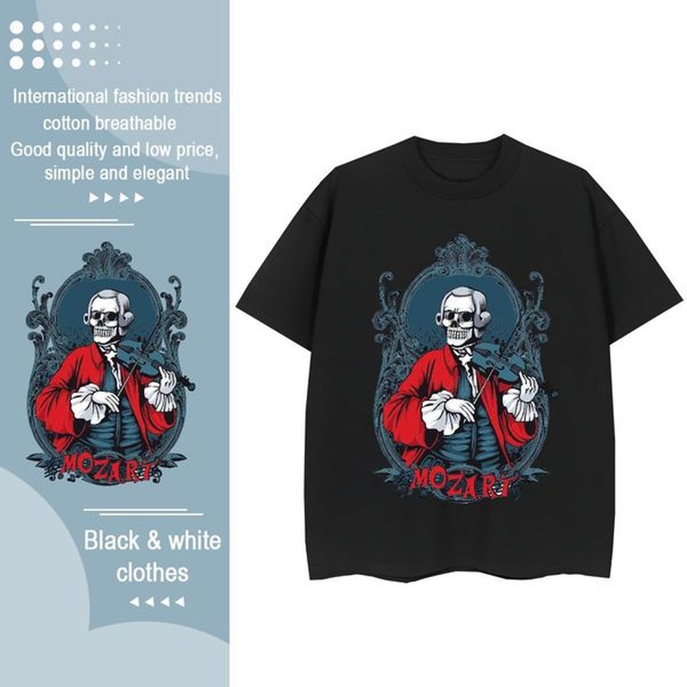 Brand T-Shirts 230g 100% Cotton skull High Street Hip Hop White Plus Size Breathable Men Tees 2024 Polos