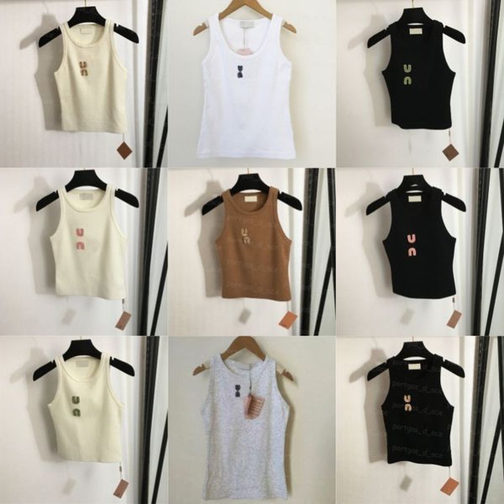 brand women knits shirt luxury sleeveless knitted tank tops summer