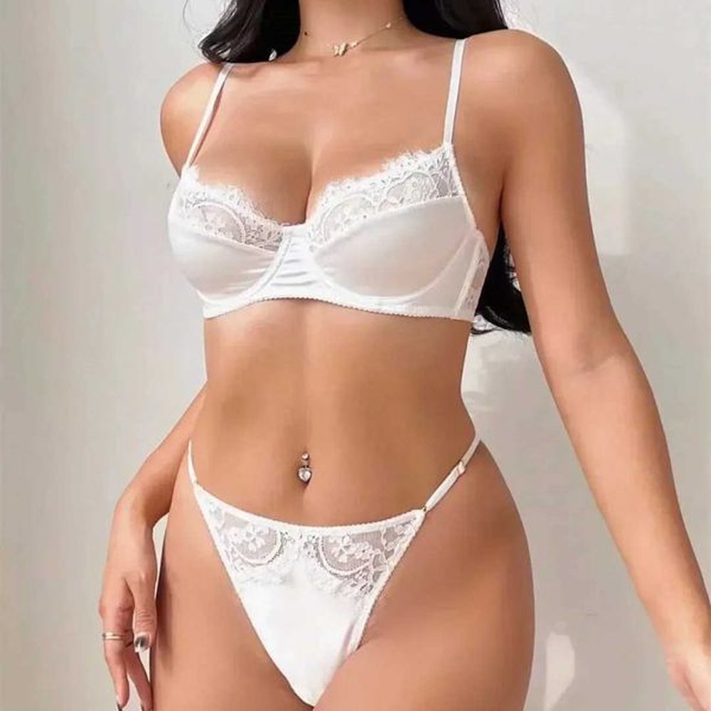 bras sets french satin sexy lace lingerie womens ultrathin bra