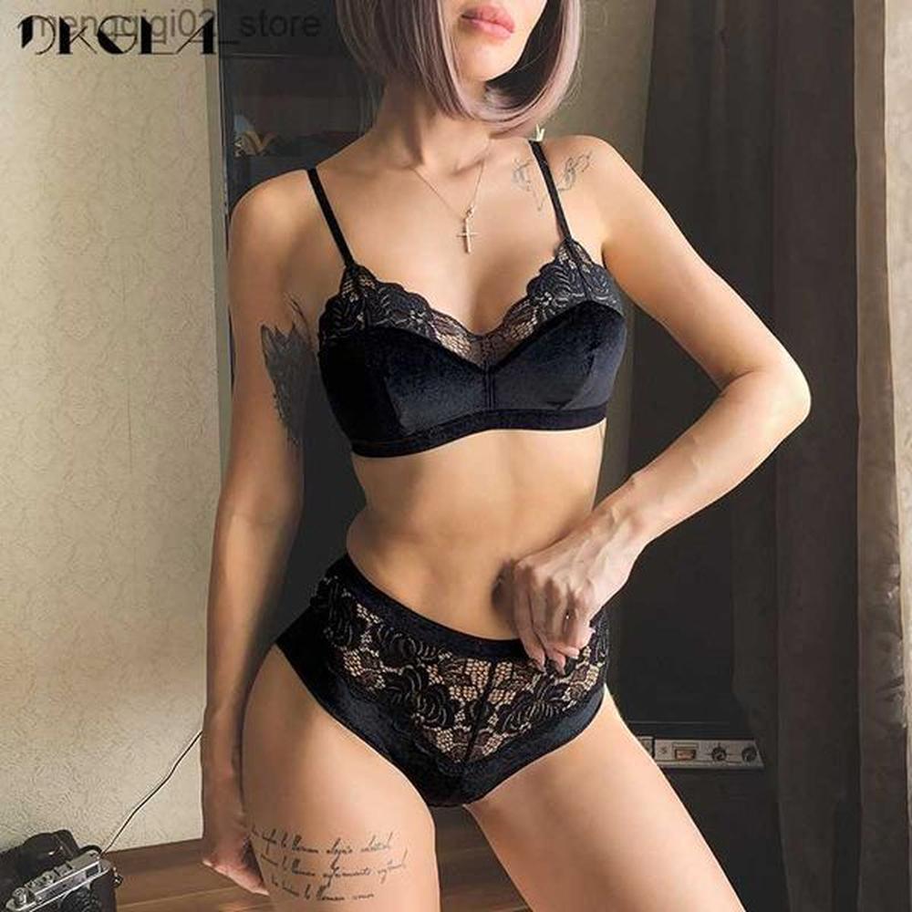 bras sets velvet bra panties sets high waist embroidery lace