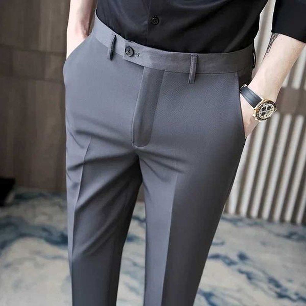 British style autumn new solid high-quality dress pants mens slim fit casual office Trouser formal social party set pants W241205
