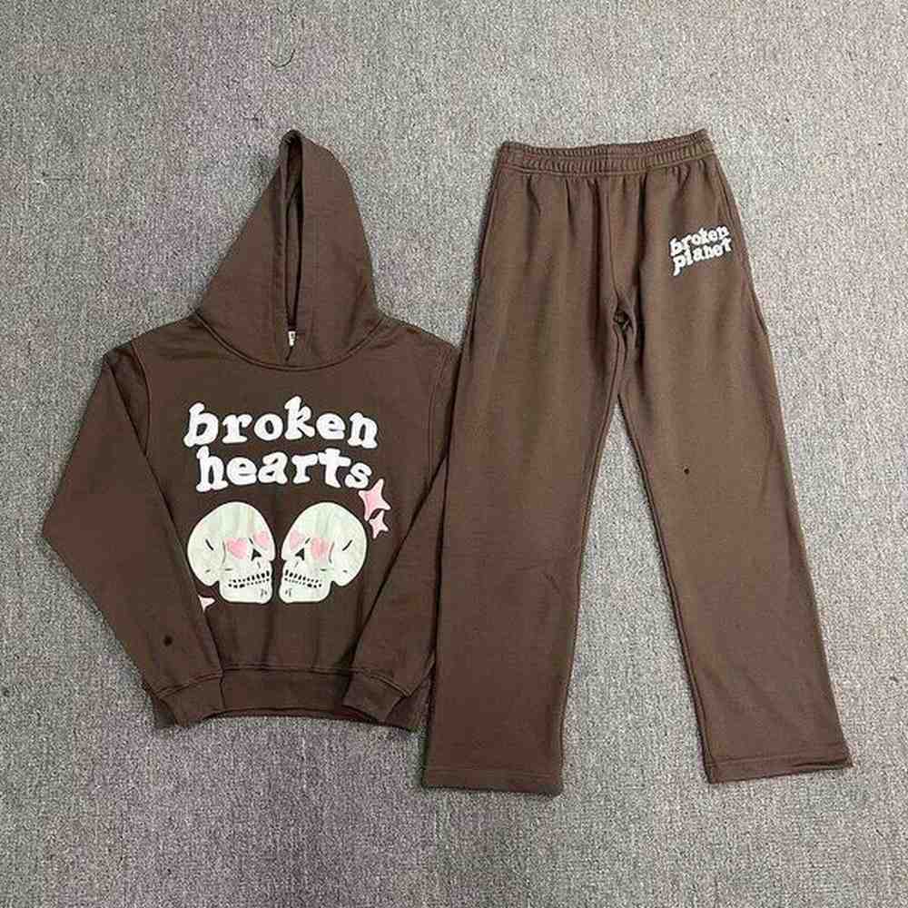 Broken Foam Designer Letter Planets Print Set Casual Hooded Sweatshirt Straight Leg Pants Trendy Euro American High Quality Minimalist Loose