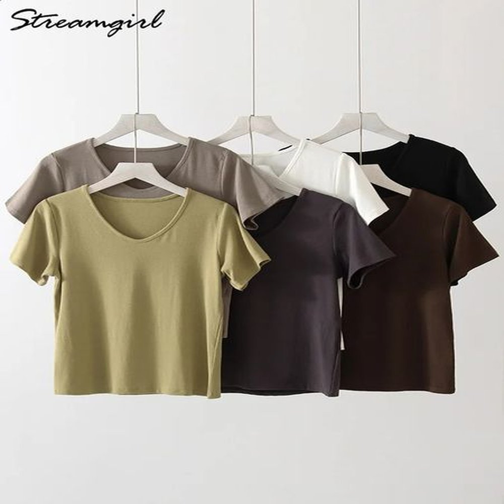 brown slim fit modal t shirts heavy women v neck