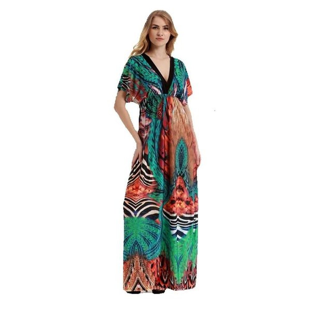 business affairs large size womens bohemian fat mmv neck printed