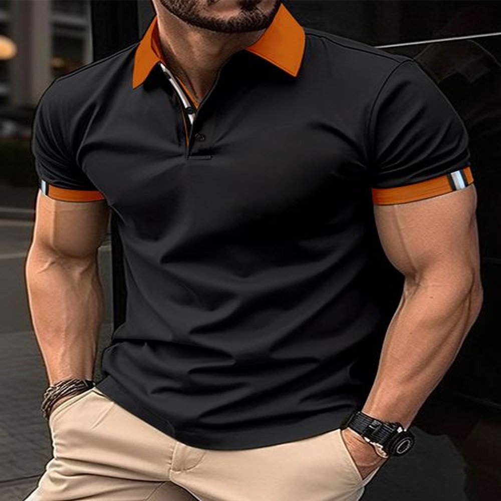 Business Men Casual Polo Shirt Short Sleeves Tops Loose Clothes High Street Fashion Classic t shirt