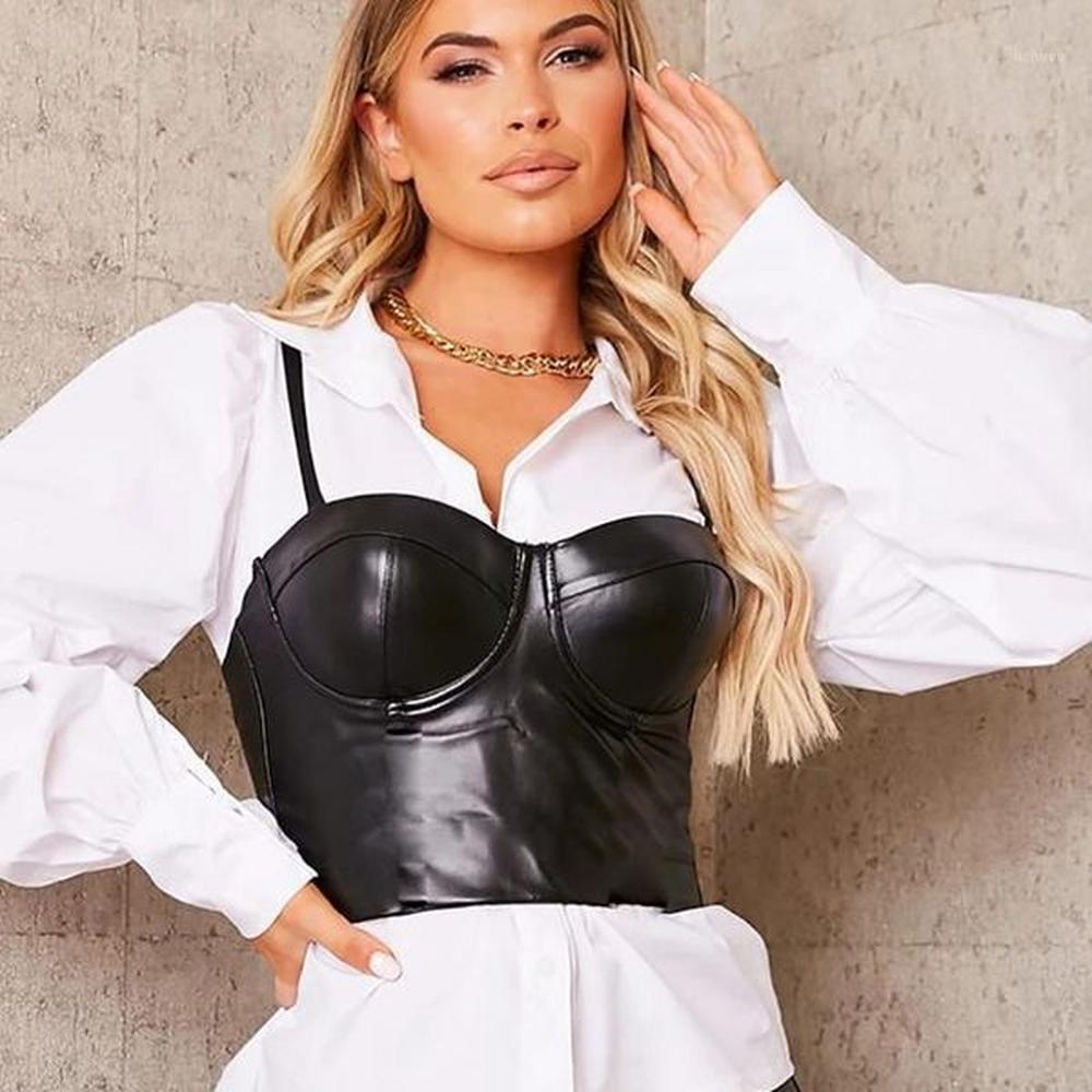 bustiers corsets faux pu leather sexy corset crop tops