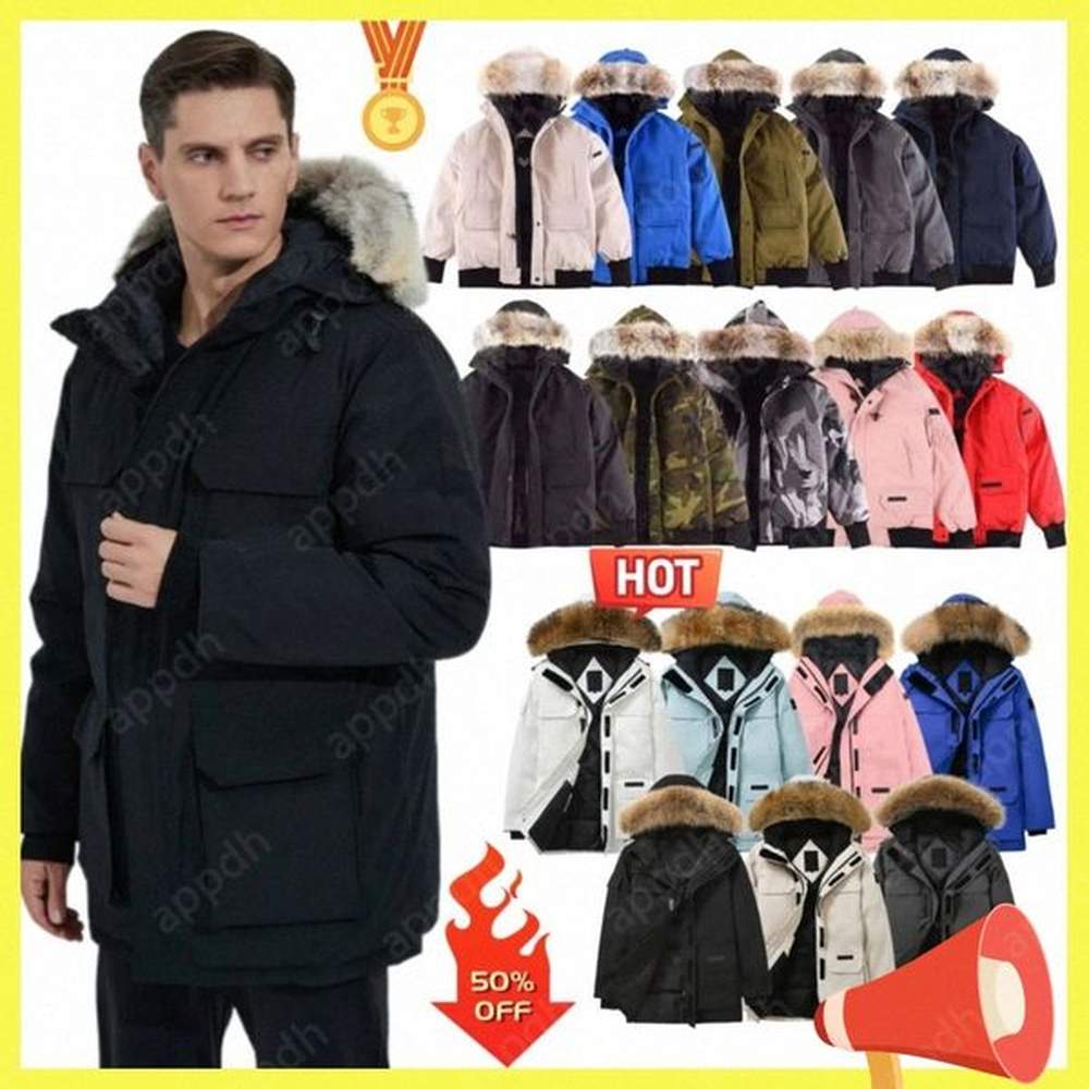 canada Long Puffer Jacket Designer Epaulet White Down Parkas Womens Doudoune Winter Thick Warm Fur Hooded Overcoat Large Size Long Zipper Ou