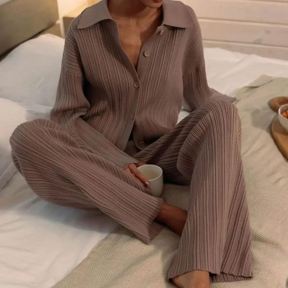 cardigan wide leg pants twopiece knitted sweater set ins new