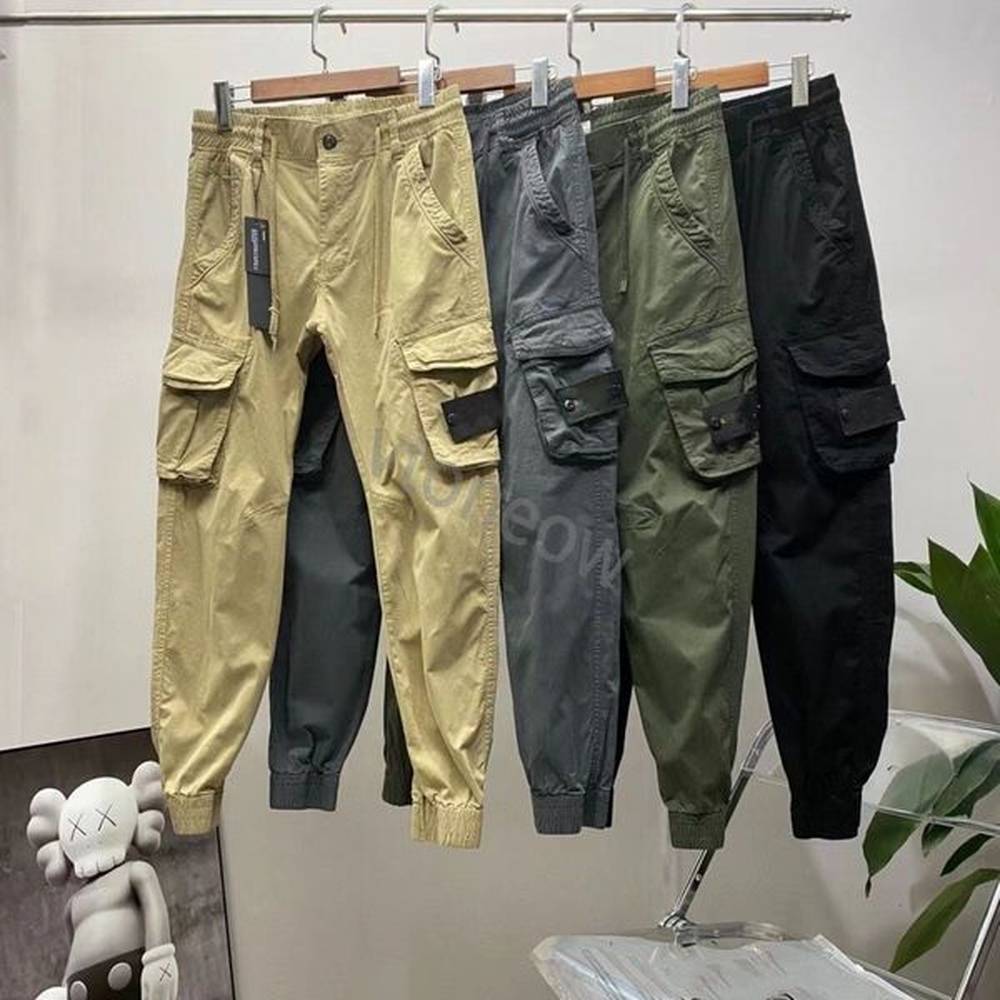 2024 Cargo Pants Spring And Autumn Mens Stretch Multi-Pocket Reflective Straight Sports Fitness Casual Trousers Joggers islands ptmw