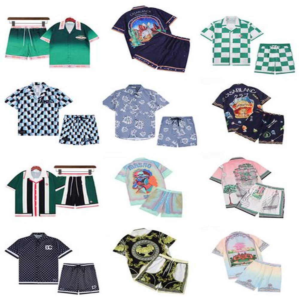 Casablanc-s 24ss designer men t shirt set Masao San print mens casual shirt and short womens loose silk shirt high quality tees summer tour