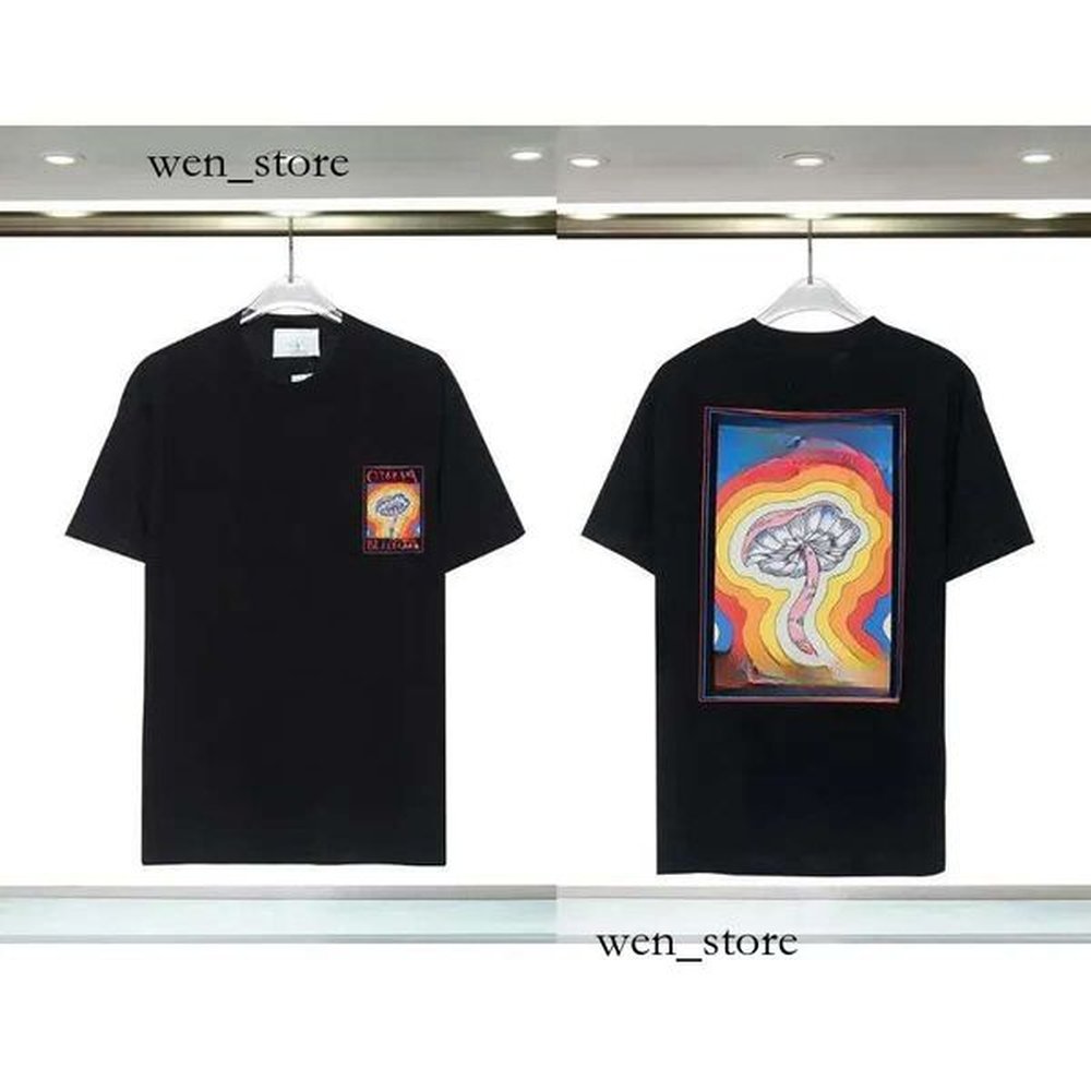 casablnca shirts short sleeve laptop case T Shirts Designer Tees Shirt Rainbow Mushroom Letter Print Short Sleeve Tops Cotton Loose Men Wome