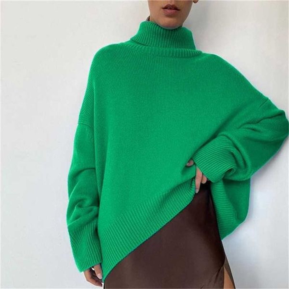 cashmere knitted womens turtleneck sweater oversize long batwing sleeve loose
