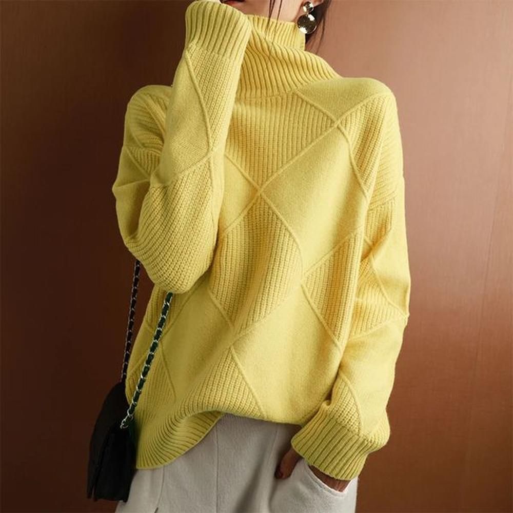 cashmere sweater women turtleneck pure color knitted pullover wool