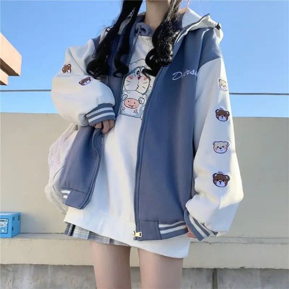 casual coats women japanese oversize kawaii sweet bomber jackets yk