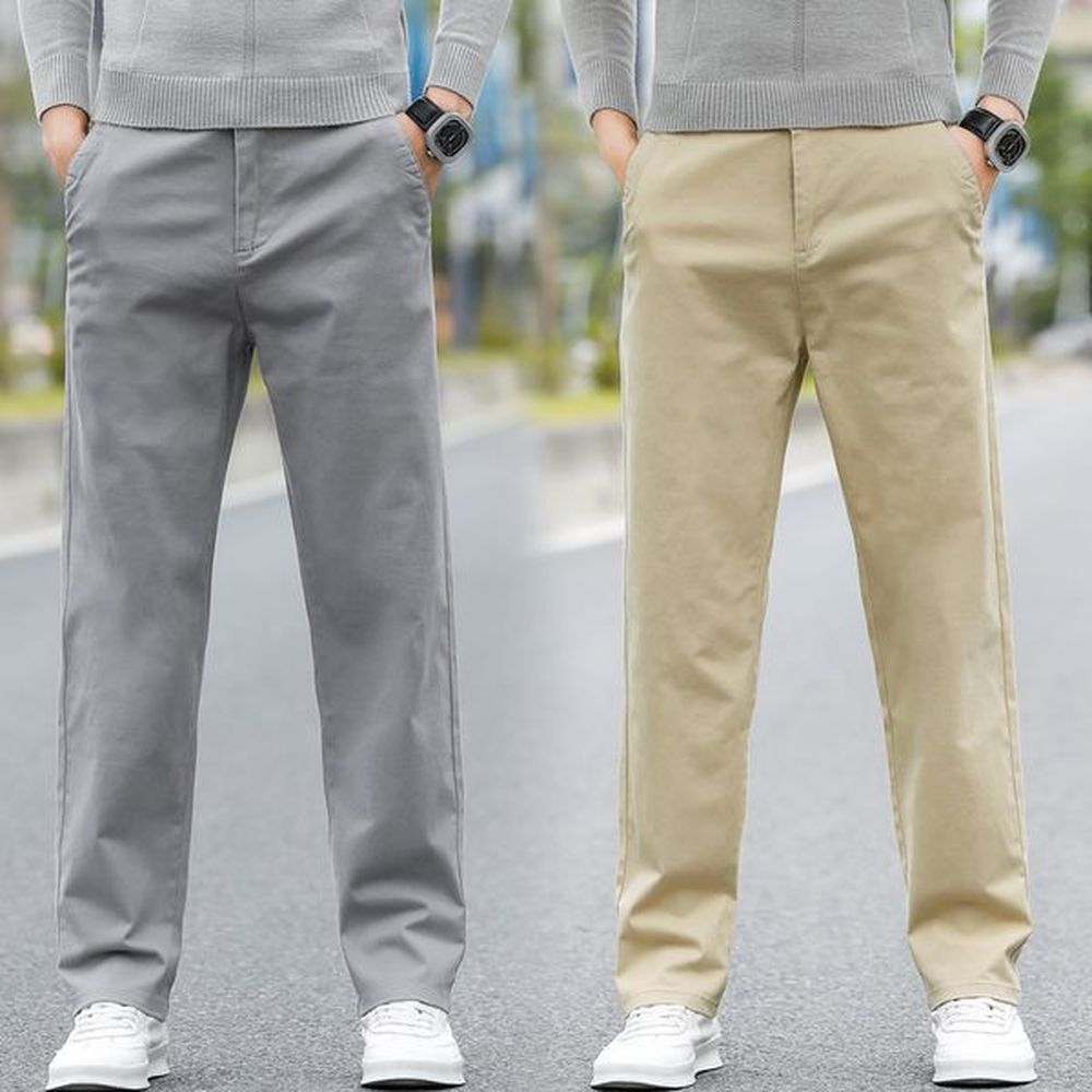 Casual Cotton Men Trousers Solid Color Slim Fit Men's Pants New Spring Autumn High Quality Classic Business Pants Men